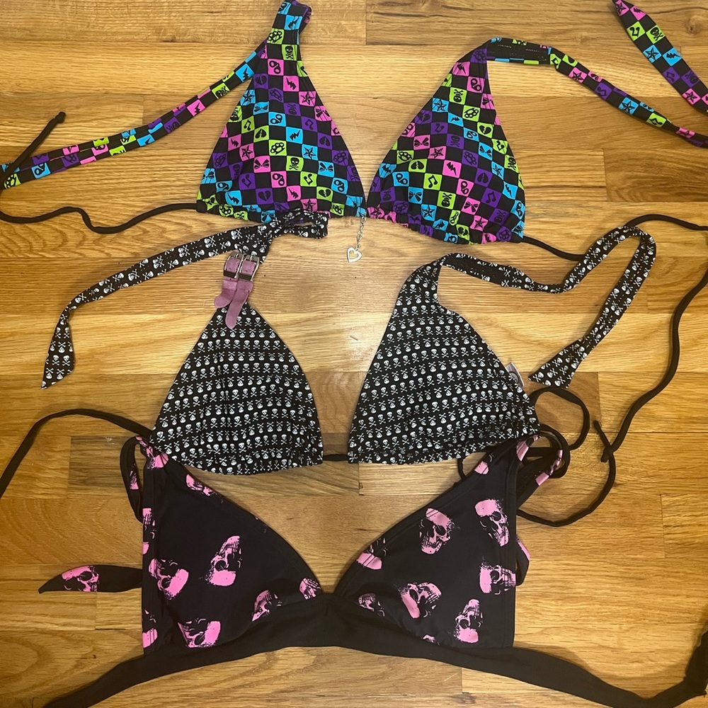 Lot of 3 Hot Topic skull Bikini Tops